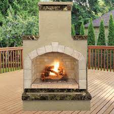 Cal Flame 78 In Tile And Stucco Propane Gas Outdoor Fireplace