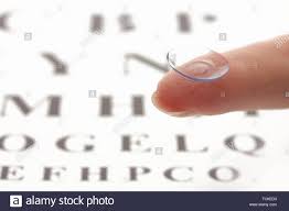 Contact Lens On Finger On Snellen Eye Chart Background