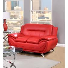 red faux leather 2 seater loveseat