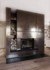 Huge Fireplace Coated In Bronze Aged