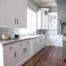 Grey Kitchen Cabinets White Countertops