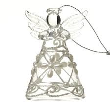 Glass Angel With Pearl Glitter Design