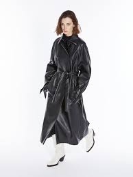 Loose Trench Coat In Leather Black