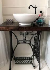 Either you can make it yourself, or just repurpose a wood table, old unused cabinet, and sideboard into a cool, rustic bathroom vanity. 5 Creative Bathroom Vanity Ideas From Repurposed Materials Talkdecor Repurposed Furniture Diy Sewing Table Old Sewing Machines