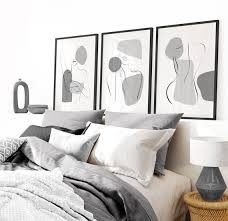 Grey Bedroom Wall Prints Line Art