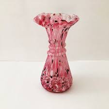 Vintage Hand Blown Glass Vase Pink