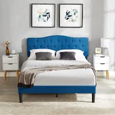 Vecelo Bed Frame With On Blue Wood