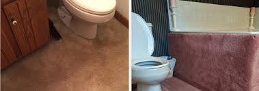 photos of carpeted bathrooms that are