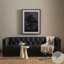 Maxx Heirloom Black Leather 86 Sofa
