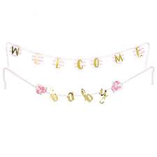 Welcome Baby Girl Banner Baby Shower Party Supply Decoration