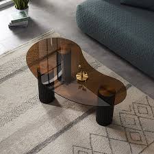 Modern Black Coffee Table With Tempered