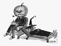 Image result for clipart of woman being interviewed by a pumpkin psychiatrist