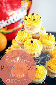 rainbow tie dye skittles cupcakes