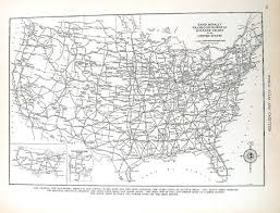 Mileage Chart Usa 1937 Vintage Map From World Atlas Map