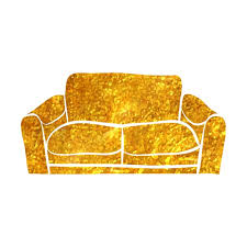 Hand Drawn Couch Icon In Gold Foil