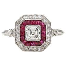Art deco 3.20 ct red ruby diamond 925 silver antique vintage engagement ring hdf. Art Deco Style Diamond And Ruby Ring At 1stdibs