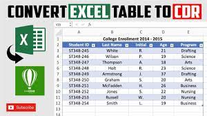 import excel table in coreldraw very