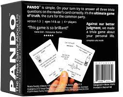Only true fans will be able to answer all 50 halloween trivia questions correctly. Buy Pando The Party Game Where You Try To Answer Trivia Questions About Your Friends Or Family Online In Vietnam B07zbm9d53