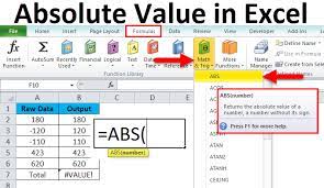 absolute value in excel formula