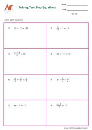 Two Step Equation Math Fun Worksheets