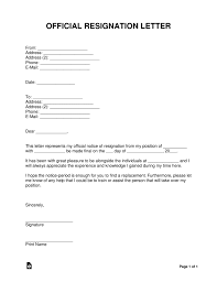 Free Resignation Letter Templates Samples And Examples Pdf