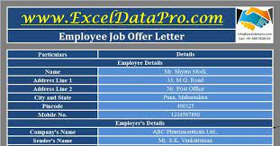 job offer letter excel template