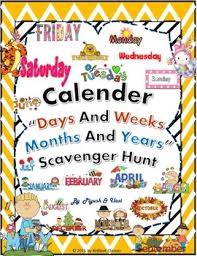 Calendar Scavenger Hunt Activity For Days Week And Month Year