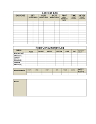 Free Exercise And Diet Log Sheet