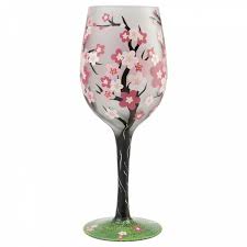 Lolita Cherry Blossom Hand Painted Wine
