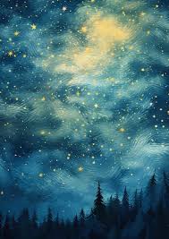 starry night sky stars trees