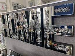 Home Letter Mirror And Crushed Crystal