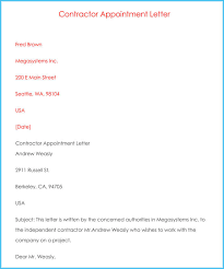 Sample appointment letter for internal speaker malay version. Contractor Appointment Letter 7 Sample Letters And Formats