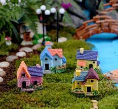 4pcs Miniature Village Villa Fairy