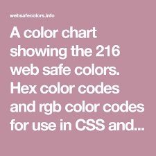 A Color Chart Showing The 216 Web Safe Colors Hex Color
