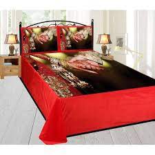 print velvet double bed sheet set