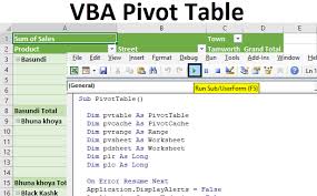 a pivot table using excel vba