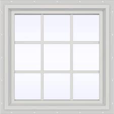 Jeld Wen 23 5 In X 29 5 In V 4500 Series White Vinyl Fixed Picture Window With Colonial Grids Grilles