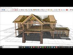 timber framed arched truss in sketchup