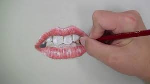 realistic mouth with colored pencils