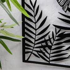 Black Metal Fern Palm Leaf Wall Art