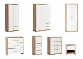 Performance fabric on the headboard for added durability, cleanability and color fastness. Seville Light Oak White Gloss Bedroom Furniture Wardrobes Chests Bedside Ebay