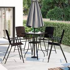 5 Piece Wicker Outdoor Counter Height Dining Table Set
