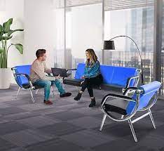 Waiting Room Chair Reception Blue Pu