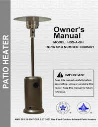 Owner S Manual Patio Heater The Grill