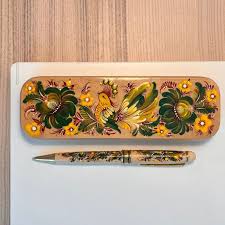hand painted wooden pen