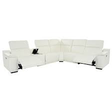 white leather power reclining sectional