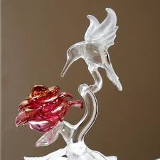 Frosted Glass Hummingbird Sculpture