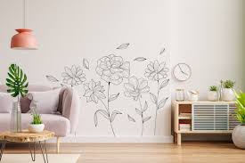 Flower Wall Decal Flower Line Art
