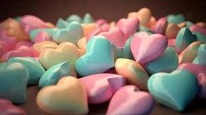 heart candy in diffe pastel colors