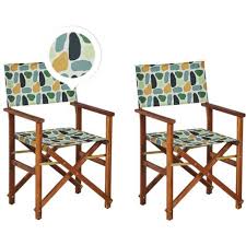 Set Of 2 Garden Chairs Dark Acacia Wood